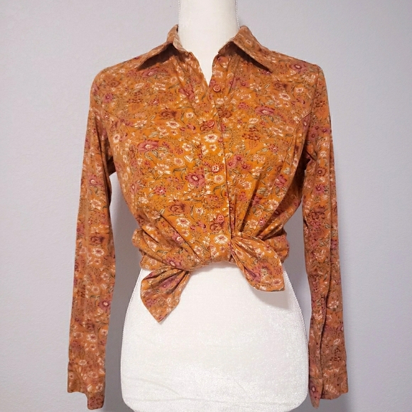 Lemon grass Button down shirt s boho floral - Picture 2 of 13